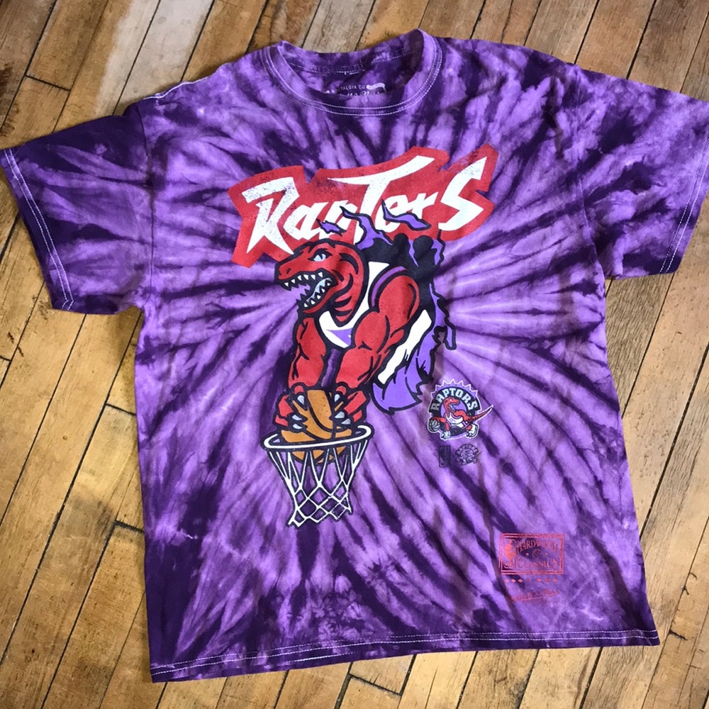 Toronto Raptors Mitchell & Ness Purple Tie-Dye Logo Tee
